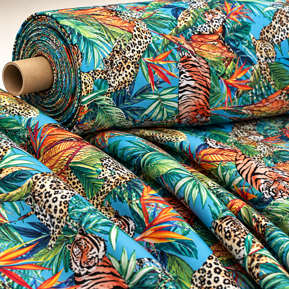 Tropical and Leopard Pattern Fabric by Metre