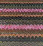 Glittery zigzag mesh knitted fabric with colorful shimmering pattern for crafting and fashion projects