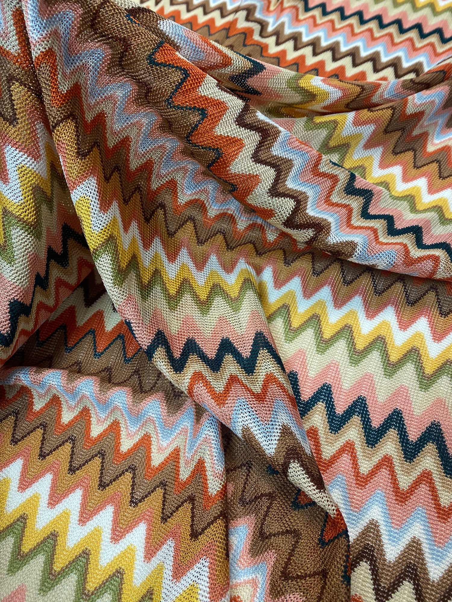 Multicolour Chevron Mesh Fabric by the Metre