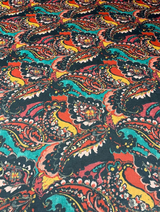 Abstract Paisley Print Chiffon Fabric by the Metre - Whotex Fabrics London