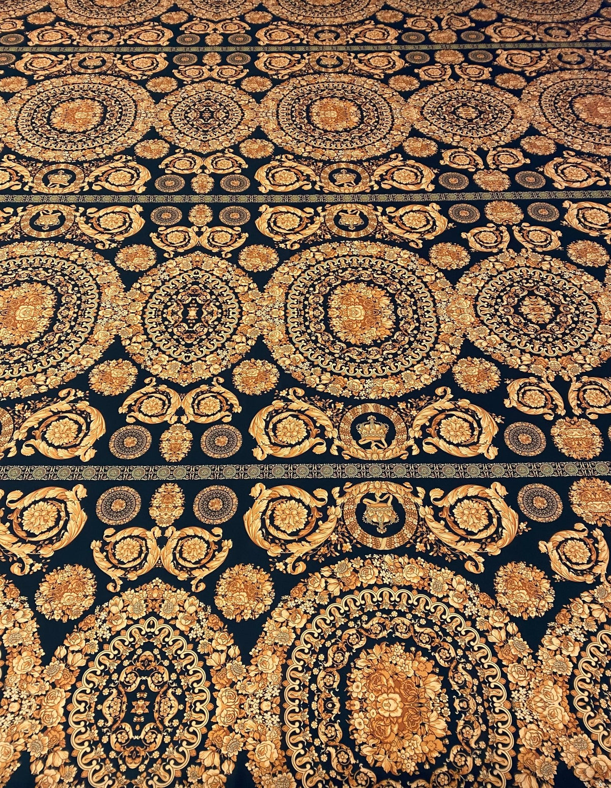 Baroque Black Gold Fabric by Metre - Whotex Fabrics London