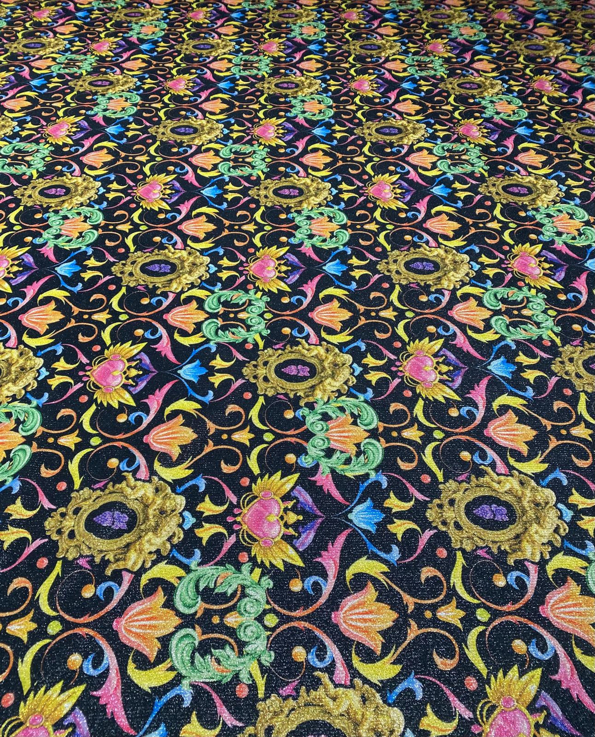 Baroque Floral Lurex Fabric by the Metre - Whotex Fabrics London