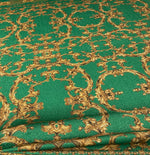Baroque Green Gold Print Fabric Sold by Metre - Whotex Fabrics London