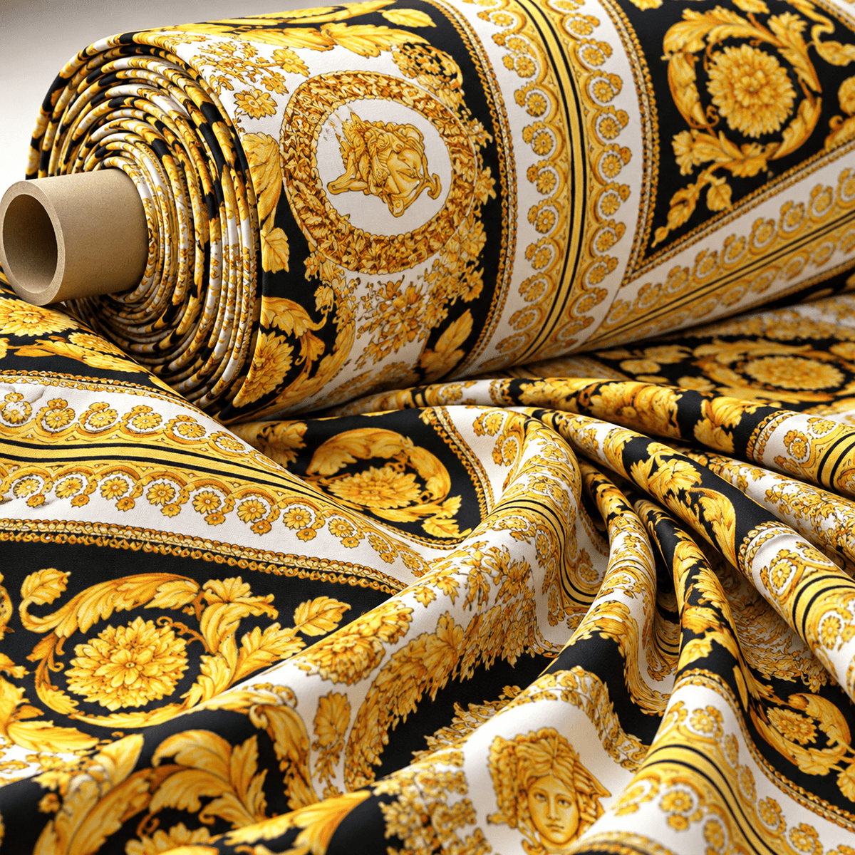 Baroque Printed Crepe Fabric by the Metre - Whotex Fabrics London