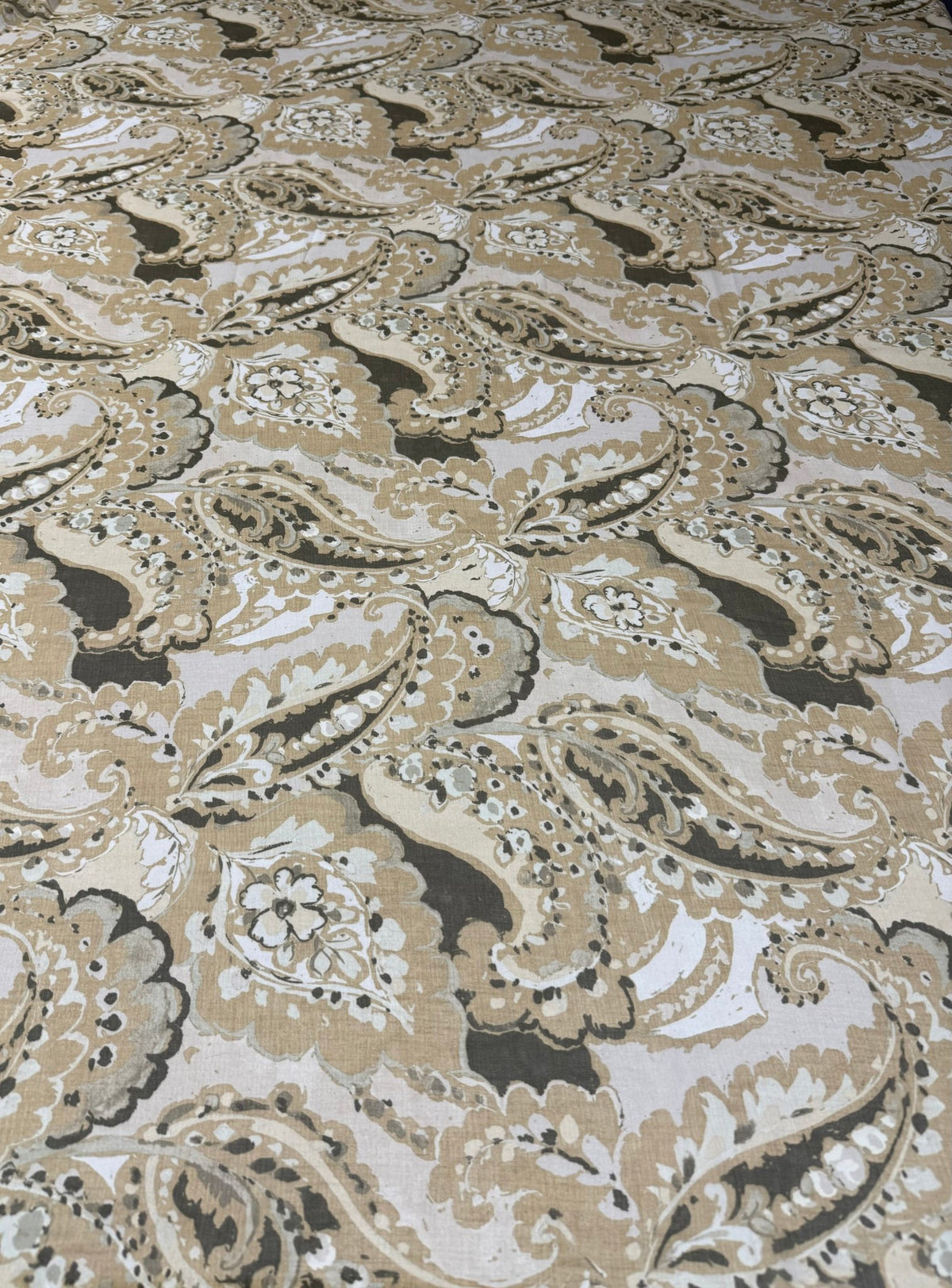 Beige Paisley Pattern Fabric – Elegant Dress & Craft Textile - Whotex Fabrics London