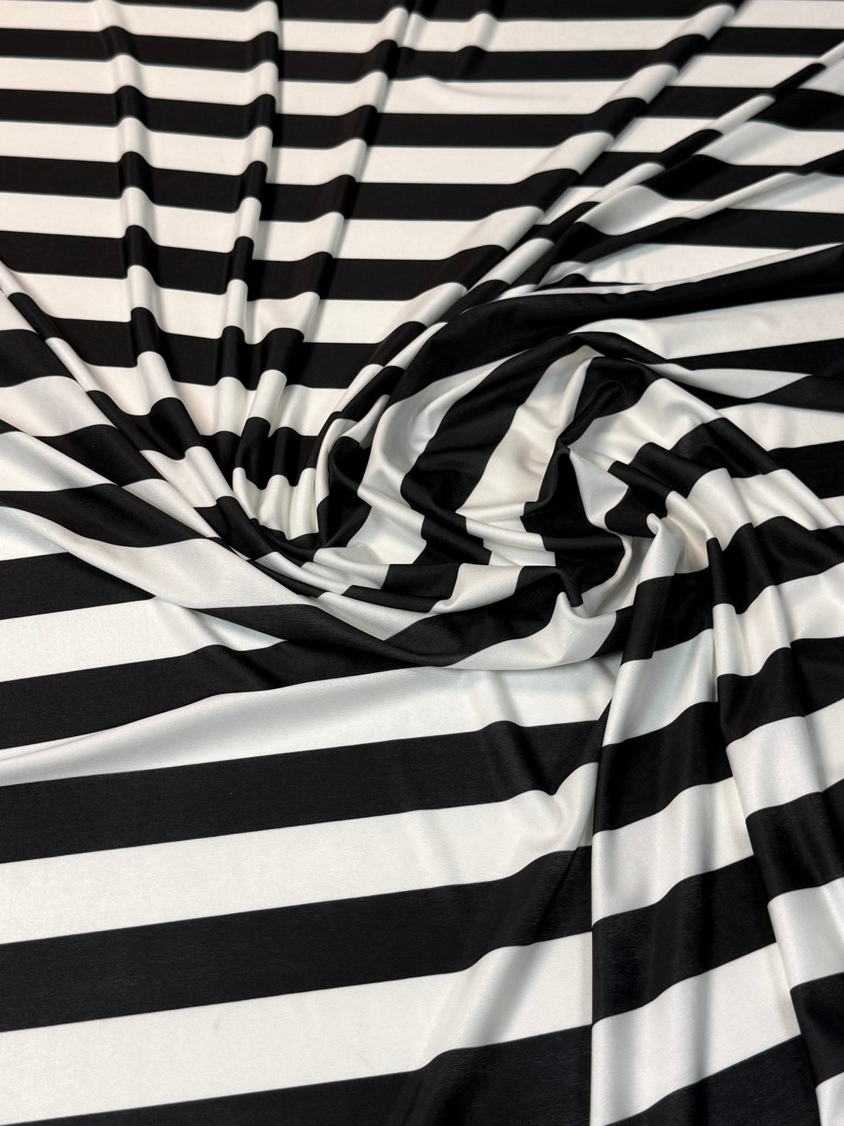Black and White Horizontal Striped Fabric by the Metre - Whotex Fabrics London