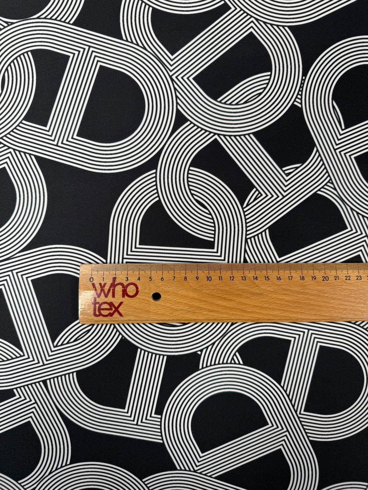 Black Geometric Pattern Fabric by the Metre - Whotex Fabrics London