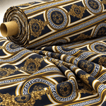 Black & Gold Upholstery Fabric – Baroque Pattern by the Metre - Whotex Fabrics London