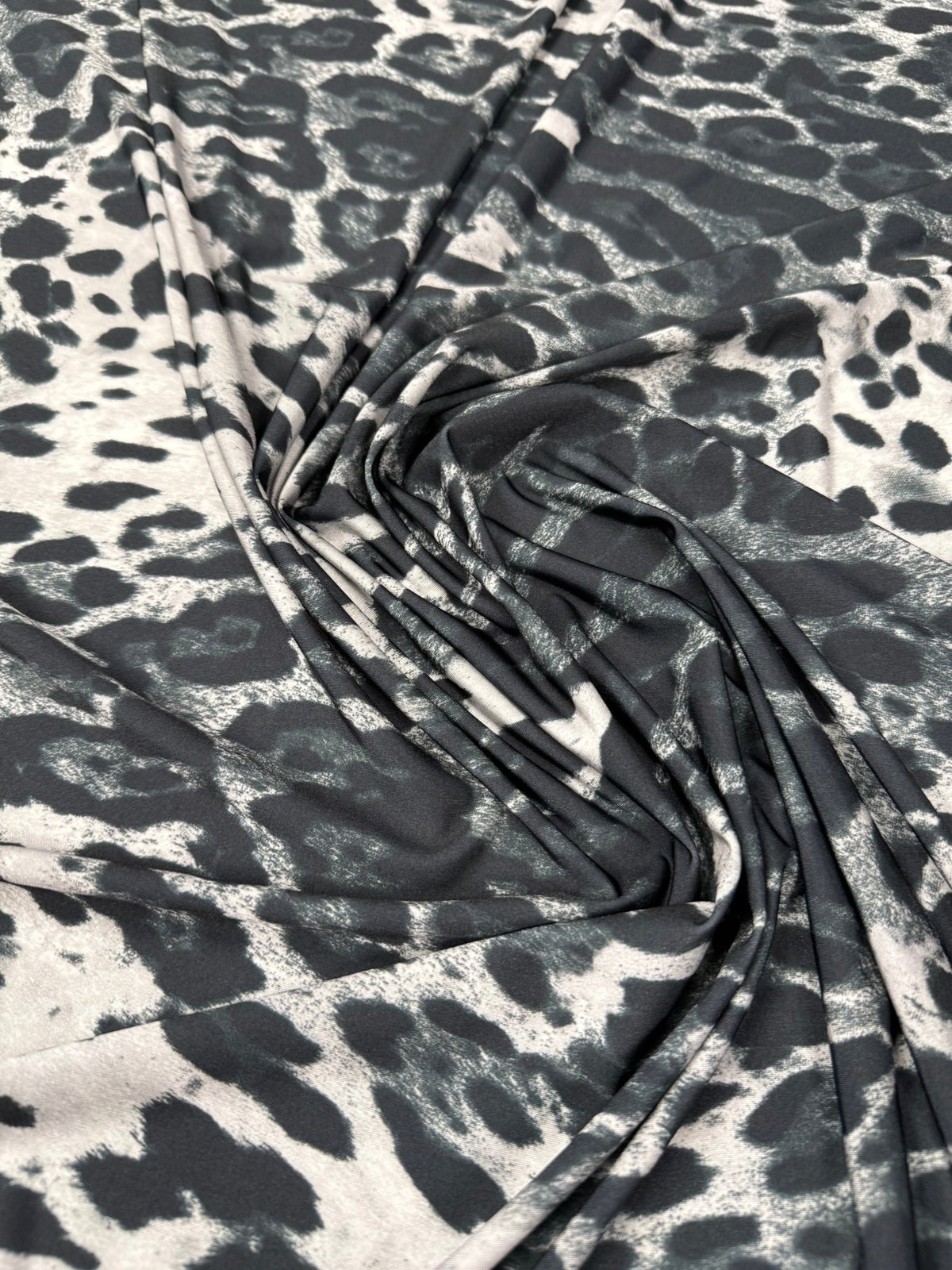 Black Leopard Fabric – Monochrome Animal Print by the Metre - Whotex Fabrics London