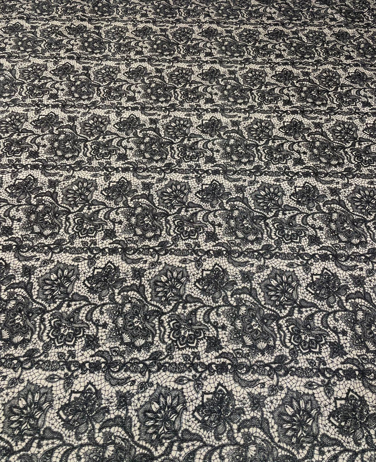 Black Metallic Floral Lace Lurex Fabric by the Metre - Whotex Fabrics London