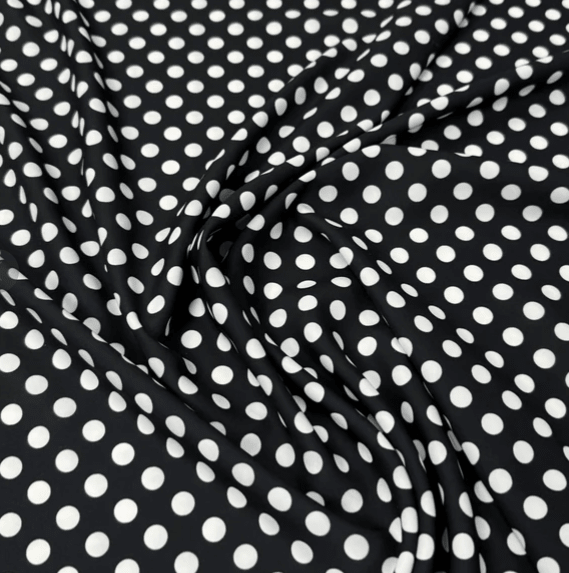 Black Polka Dot Fabric – Classic White Spot Print by the Metre - Whotex Fabrics London