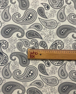 Black & White Paisley Fabric – Classic Boho Pattern by the Metre - Whotex Fabrics London