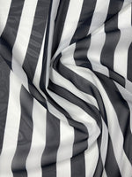 Black & White Stripe Chiffon Fabric by the Metre - Whotex Fabrics London
