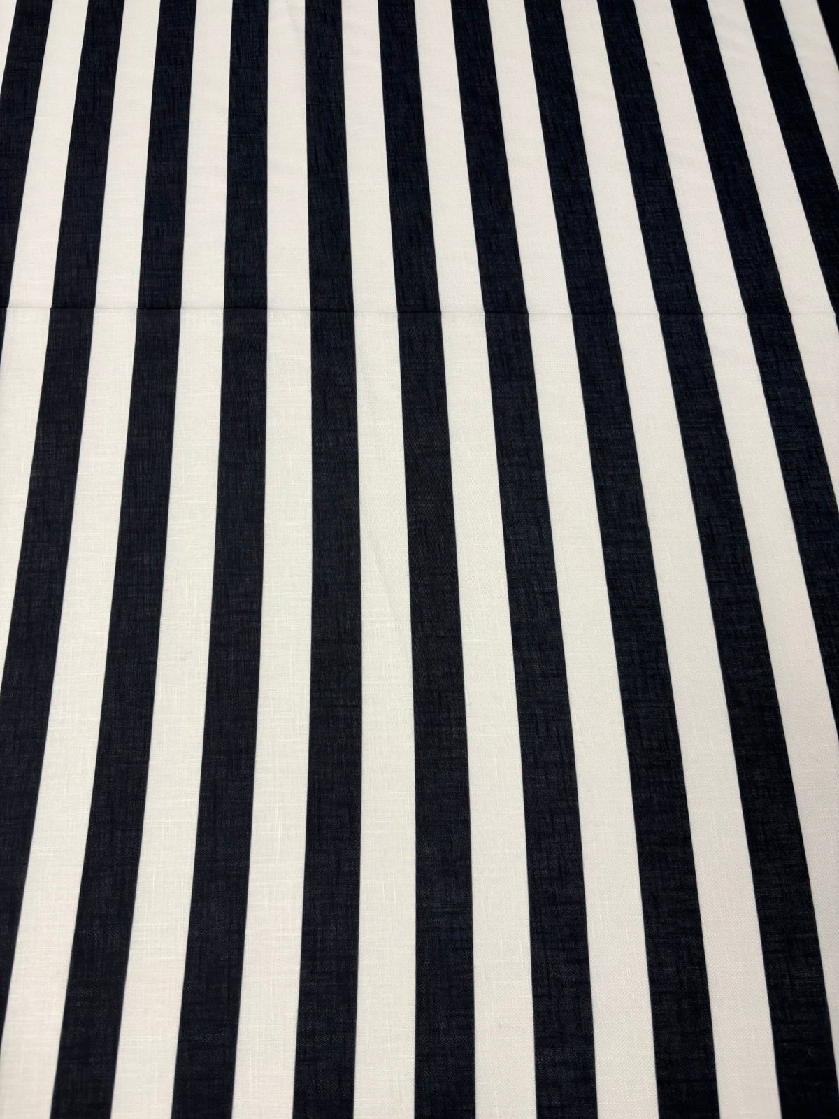 Black & White Stripe Linen Fabric by the Metre - Whotex Fabrics London