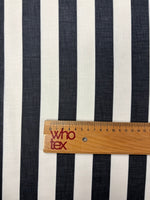 Black & White Stripe Linen Fabric by the Metre - Whotex Fabrics London