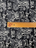 Black Wild Forest Pattern Fabric – Available in Satin, Crepe, Spandex & Chiffon | By Metre - Whotex Online Fabric Store