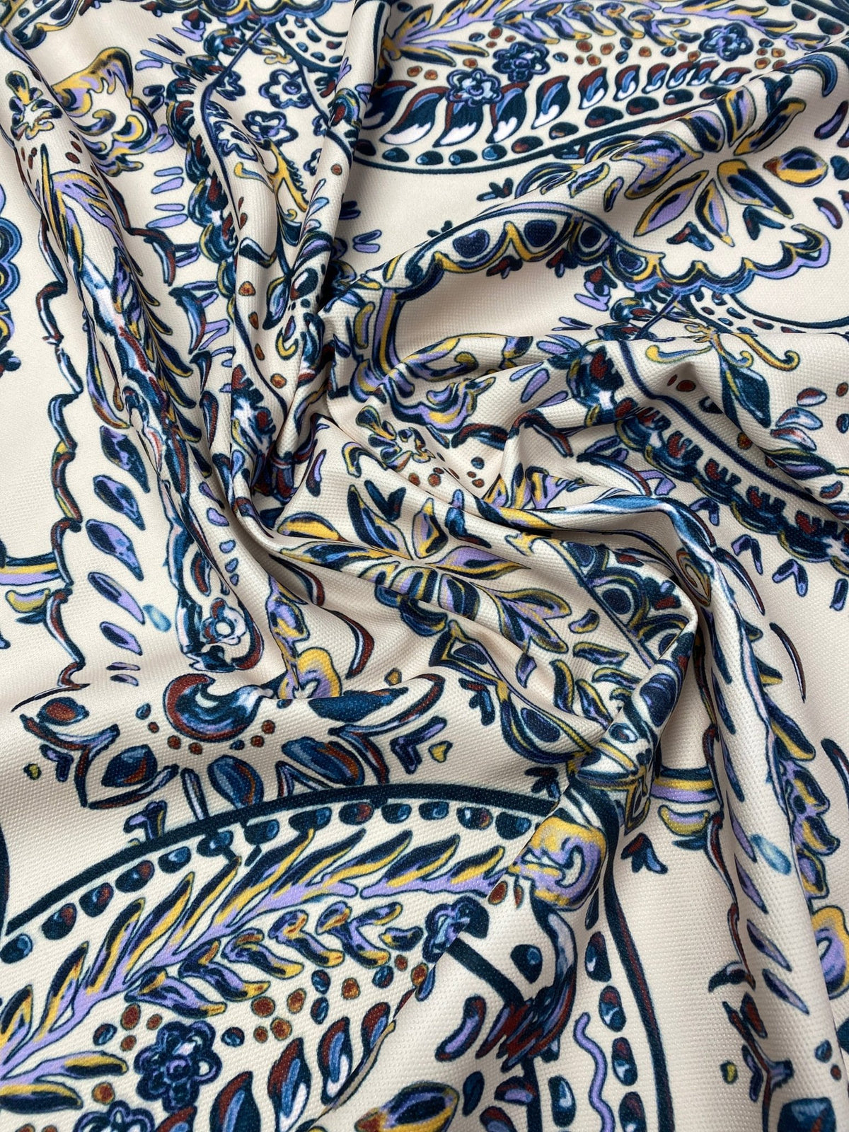 Blue Paisley Print Fabric - Whotex Fabrics London
