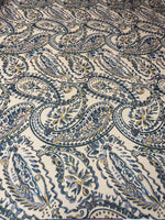 Blue Paisley Print Fabric – Soft Drape Dressmaking Material - Whotex Fabrics London