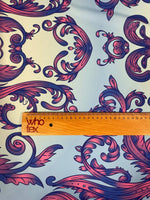Blue & Purple Baroque Crepe Fabric by the Metre – Elegant - Whotex Fabrics London
