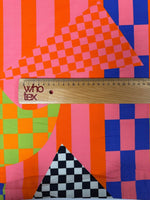 Bold Checkerboard Geometric Organic Cotton Poplin Fabric by the Metre - Whotex Fabrics London