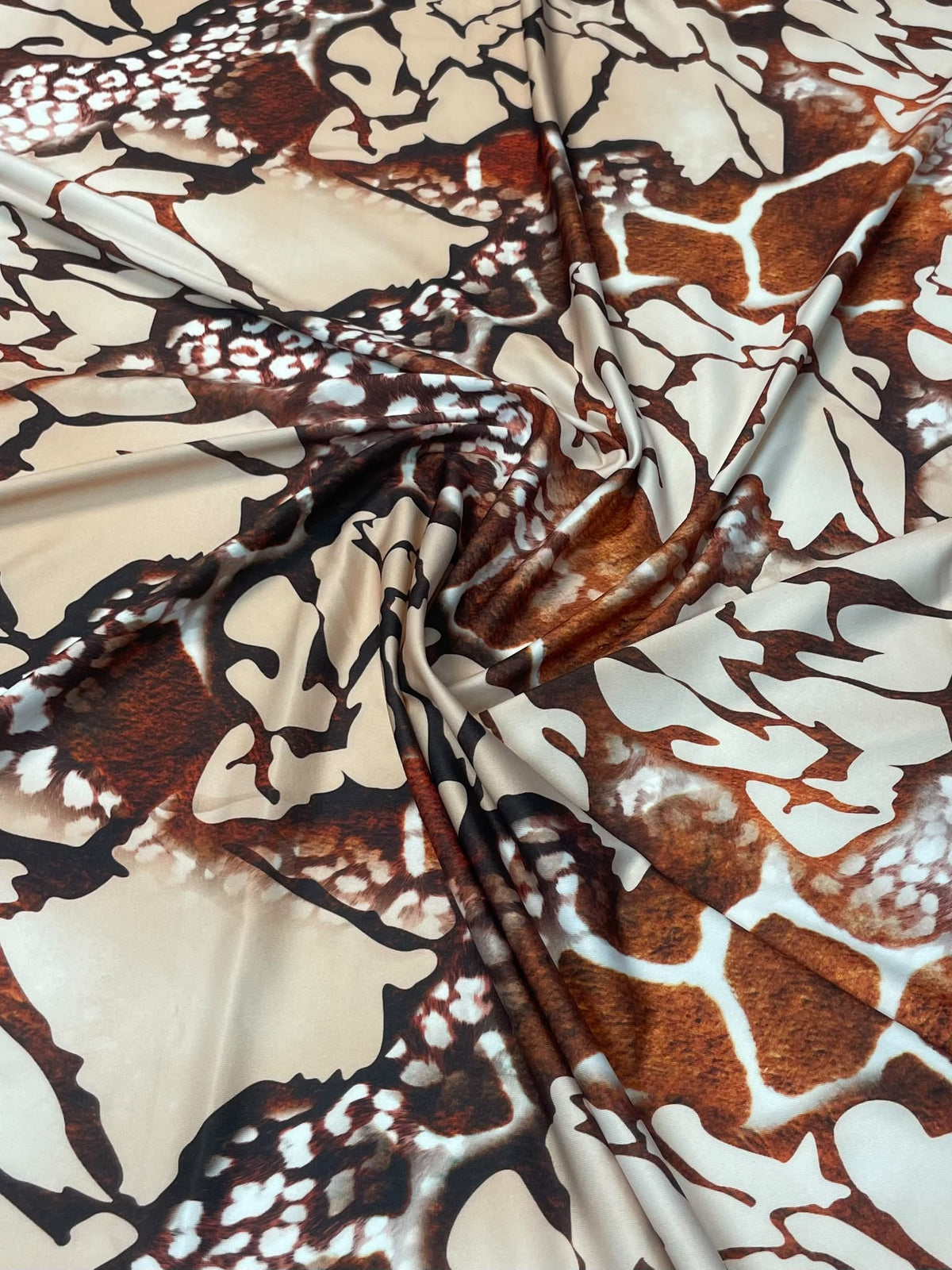 Brown Animal Spandex Fabric by the Metre - Whotex Fabrics London