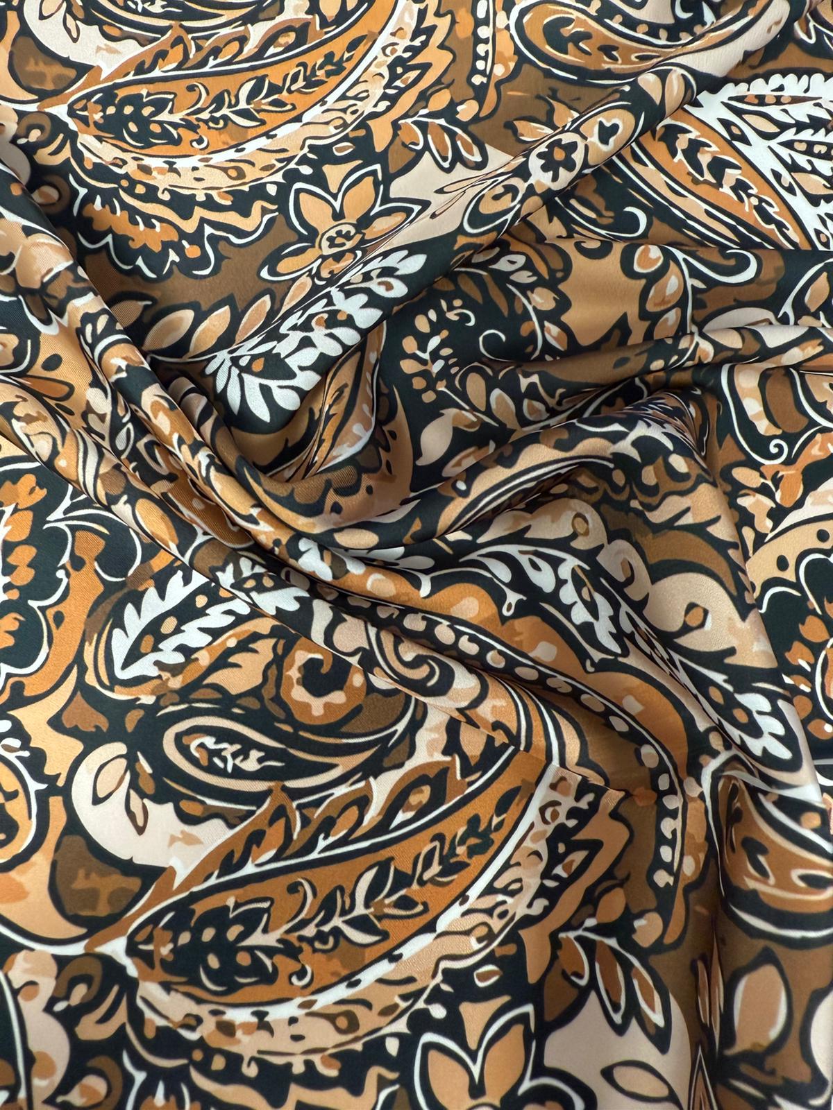 Brown & Beige Paisley Print Fabric by the Metre | Dressmaking - Whotex Fabrics London
