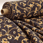Brown Leopard Print Fabric with Gold Baroque Chains Fabric by Metre - Whotex Fabrics London
