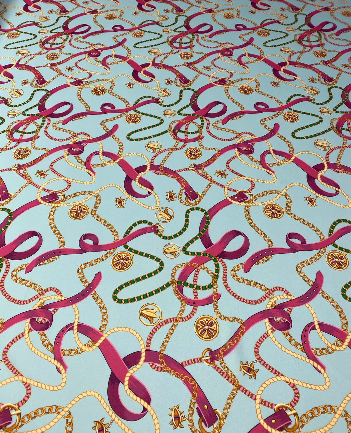 Chain Print Moss Crepe Fabric by the Metre - Whotex Fabrics London