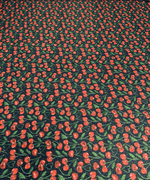 Cherry Print Lurex Fabric by the Metre - Whotex Fabrics London