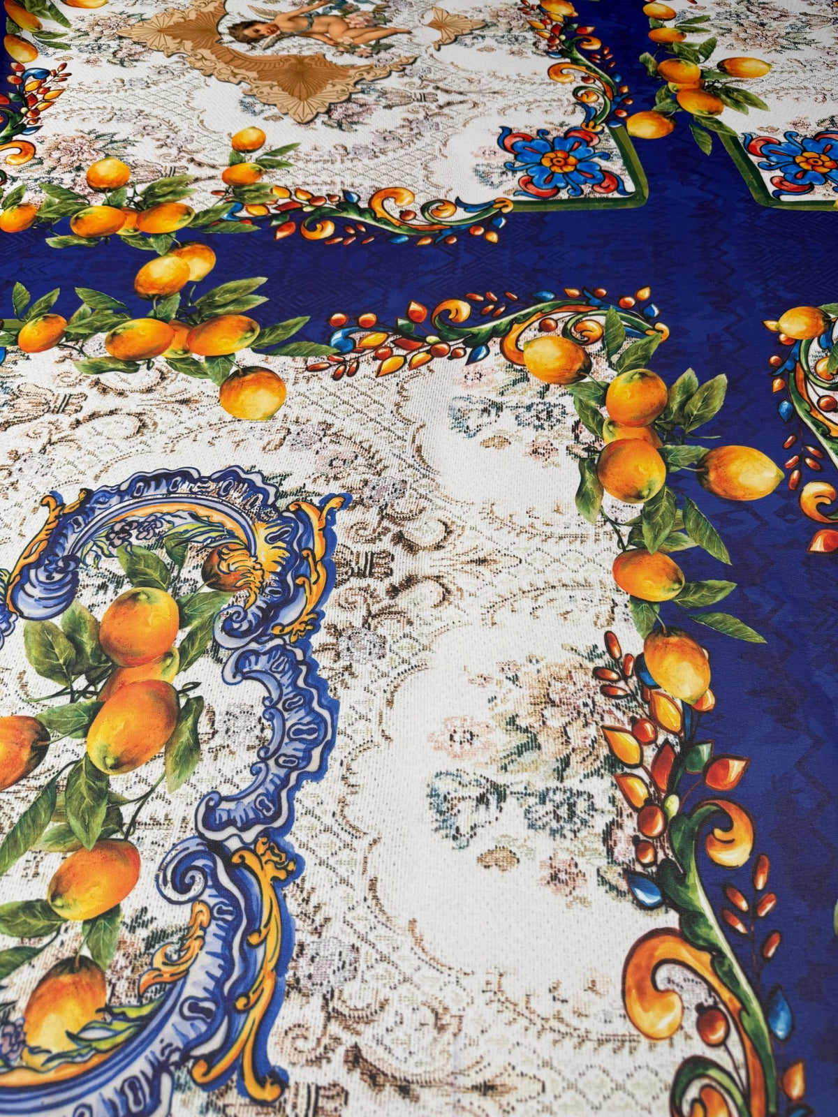 Citrus Baroque Poly Silk Chiffon Fabric by the Metre - Whotex Fabrics London