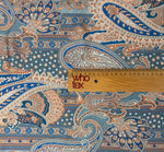 Classic Blue & Beige Paisley Fabric by the Metre - Whotex Fabrics London