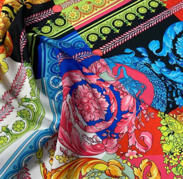 Colorful Baroque Pattern Italian Fabric by Metre - Whotex Fabrics London