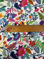 Colourful Floral Linen Fabric by the Metre - Whotex Fabrics London