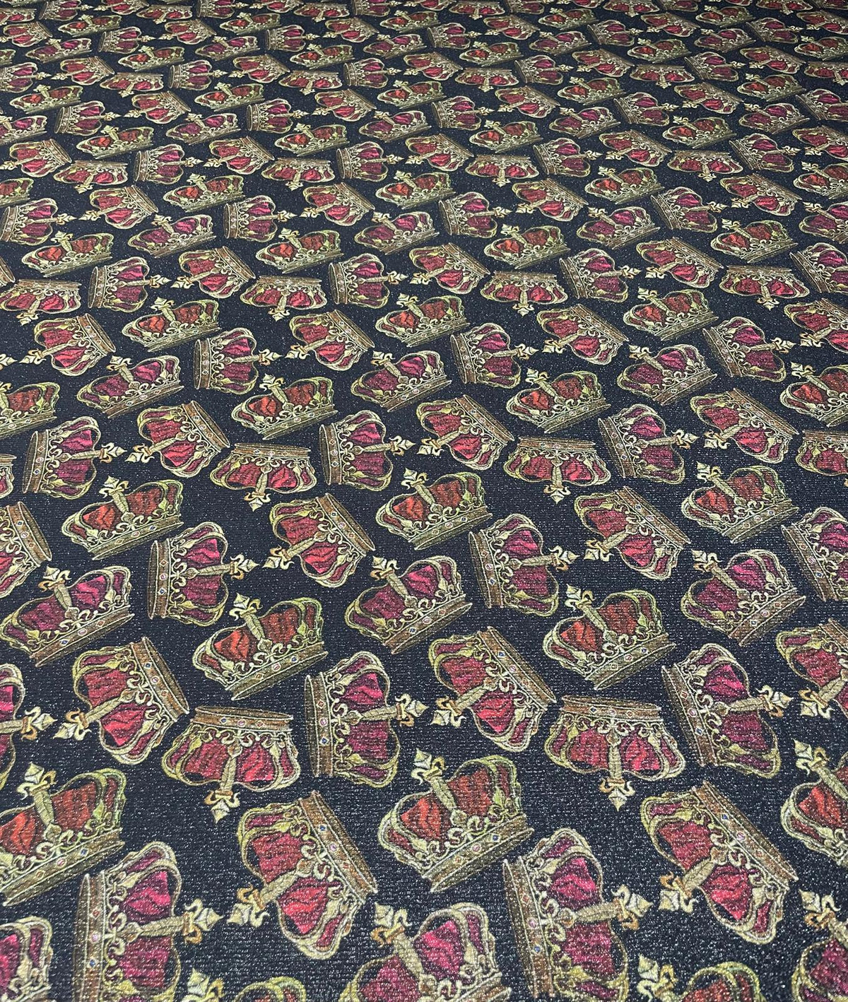 Crown Motif Glitter Lurex Fabric by the Metre - Whotex Fabrics London
