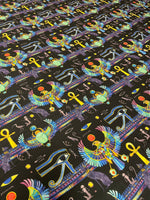 Egyptian Symbol Crepe Fabric by the Metre – Mystical Design - Whotex Fabrics London