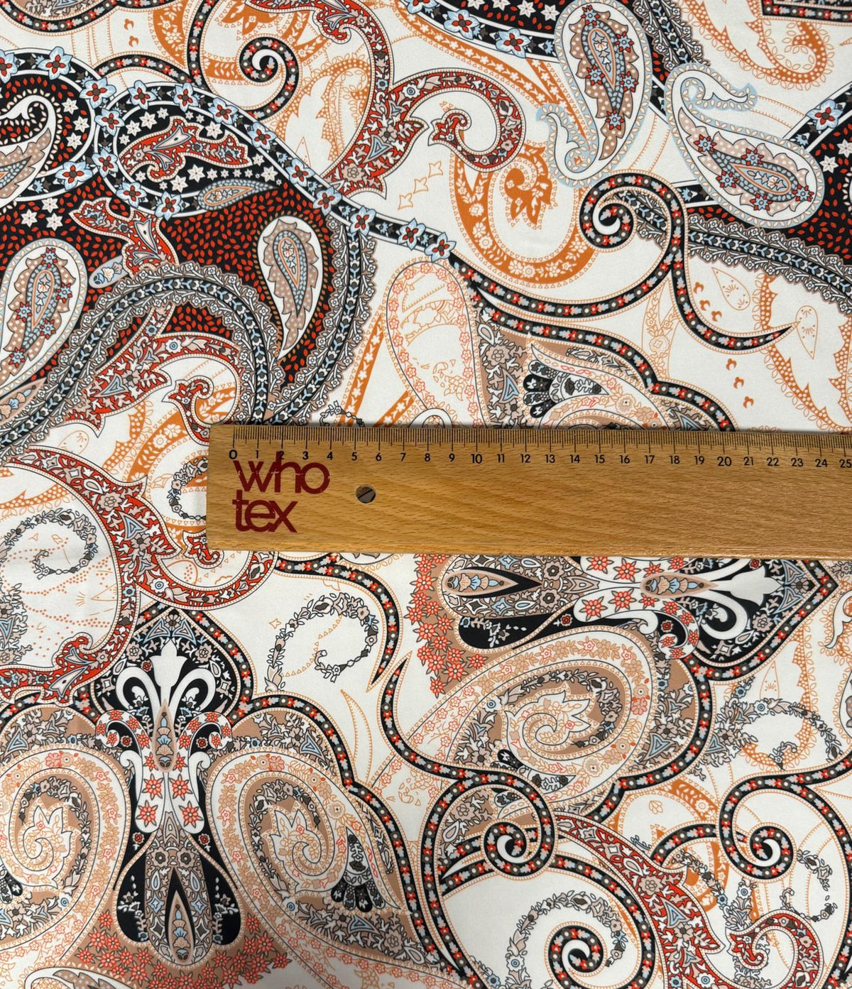 Elegant Black & Beige Paisley Fabric by the Metre - Whotex Fabrics London