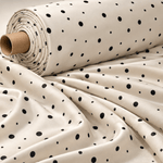 Elegant Polka Dot Fabric – Soft Beige with Black Dots - Whotex Fabrics London