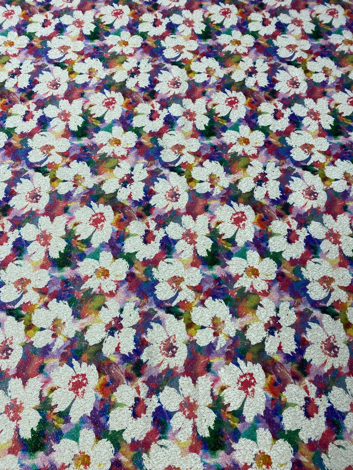 Floral Lurex Fabric by the Metre - Whotex Fabrics London