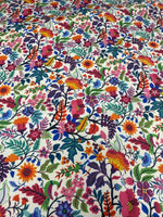 colorful flower design upholstery fabric with vibrant floral patterns on white background for elegant home décor
