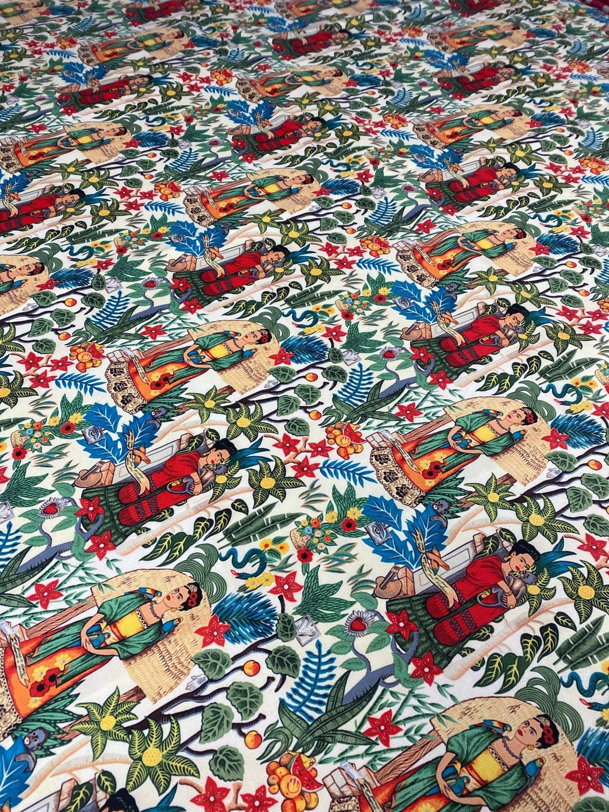 Frida Design Upholstery Fabric with colorful floral and artistic prints for home décor and furniture upholstery