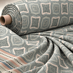 Geometric Border Poly Linen Fabric by the Metre - Whotex Fabrics London
