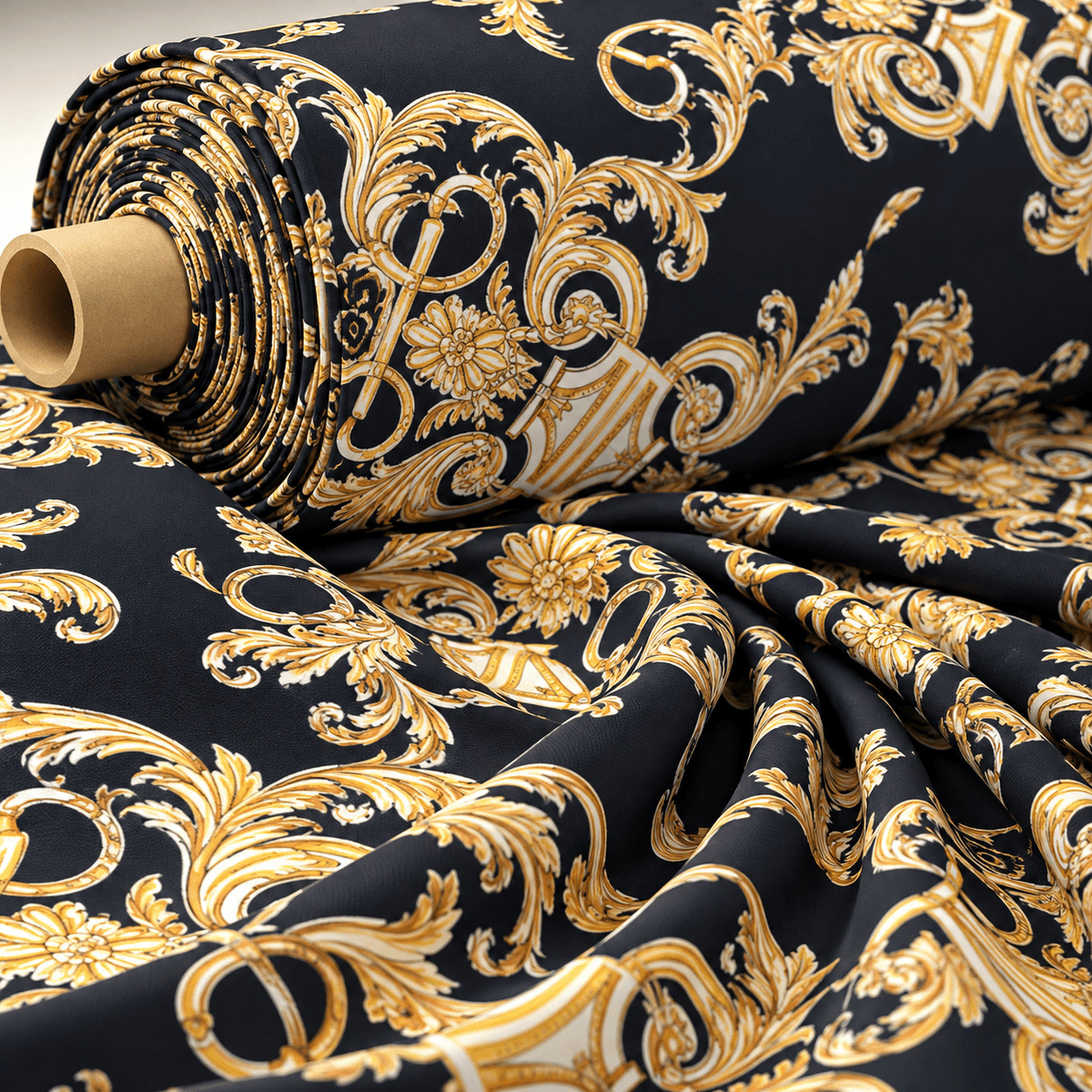 Gold Baroque Crepe Fabric by the Metre - Whotex Fabrics London