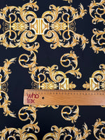 Gold Baroque Pattern Fabric in Black and Gold Elegant - Whotex Fabrics London