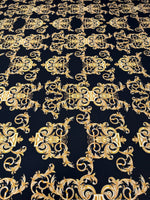 Gold Baroque Pattern Fabric in Black and Gold Elegant - Whotex Fabrics London