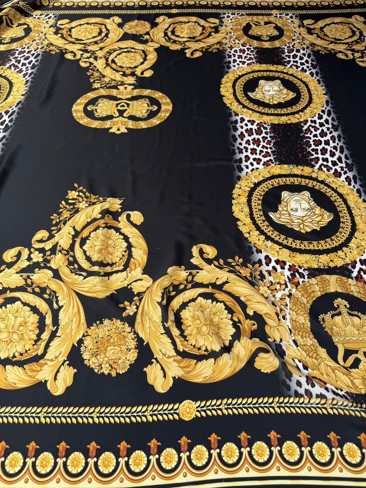 Gold Baroque Satin Fabric by the Metre - Whotex Fabrics London
