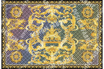Gold Baroque Greek key pattern silky crepe fabric panel measuring 150x100cm with elegant ornate design