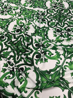 Green Baroque Crepe Fabric by the Metre - Whotex Fabrics London
