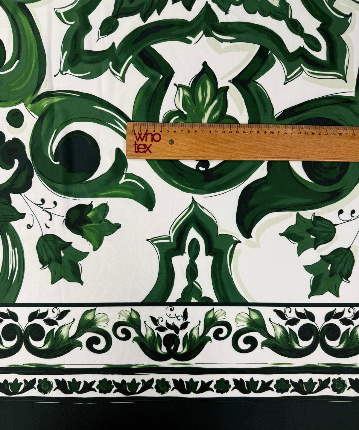 Green Baroque Spandex Fabric by the Metre - Whotex Fabrics London