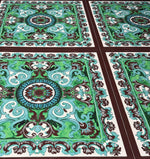 Green Ornamental Paisley Lycra Stretch Fabric by the Metre - Whotex Fabrics London