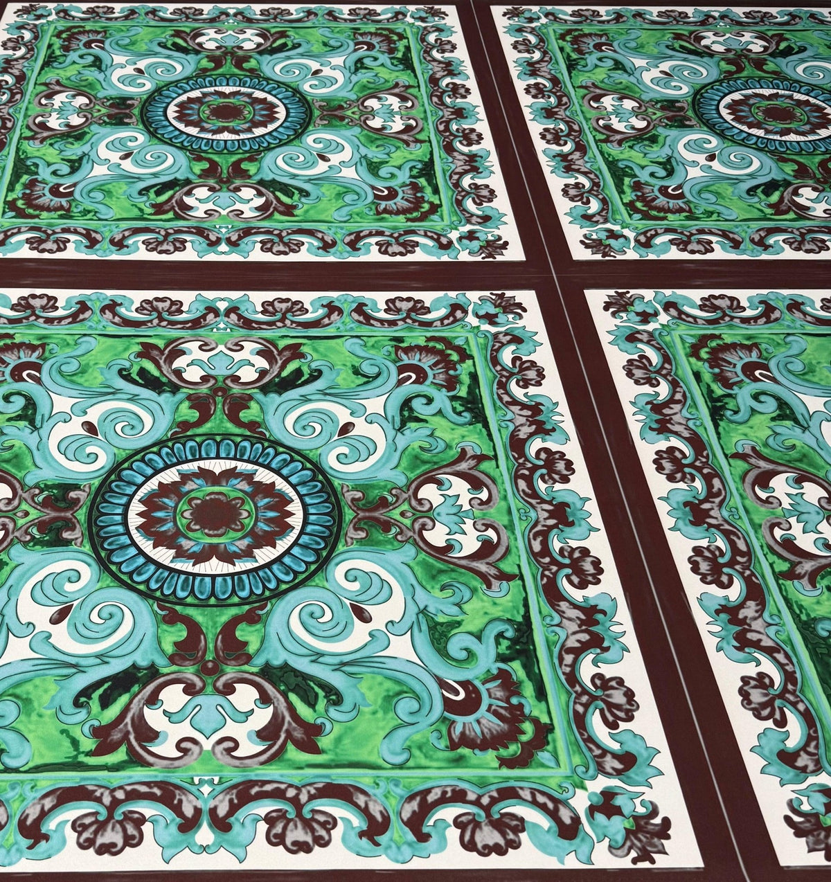 Green Ornamental Paisley Lycra Stretch Fabric by the Metre - Whotex Fabrics London